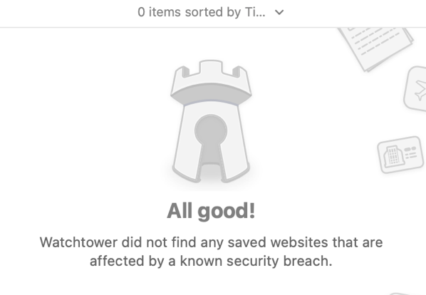 1Password stating that all my passwords are secure