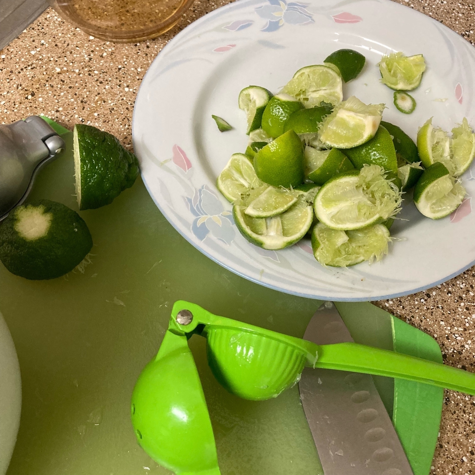 Limes that have been cut up. 